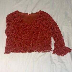 Vintage Red Lace Women's Blouse